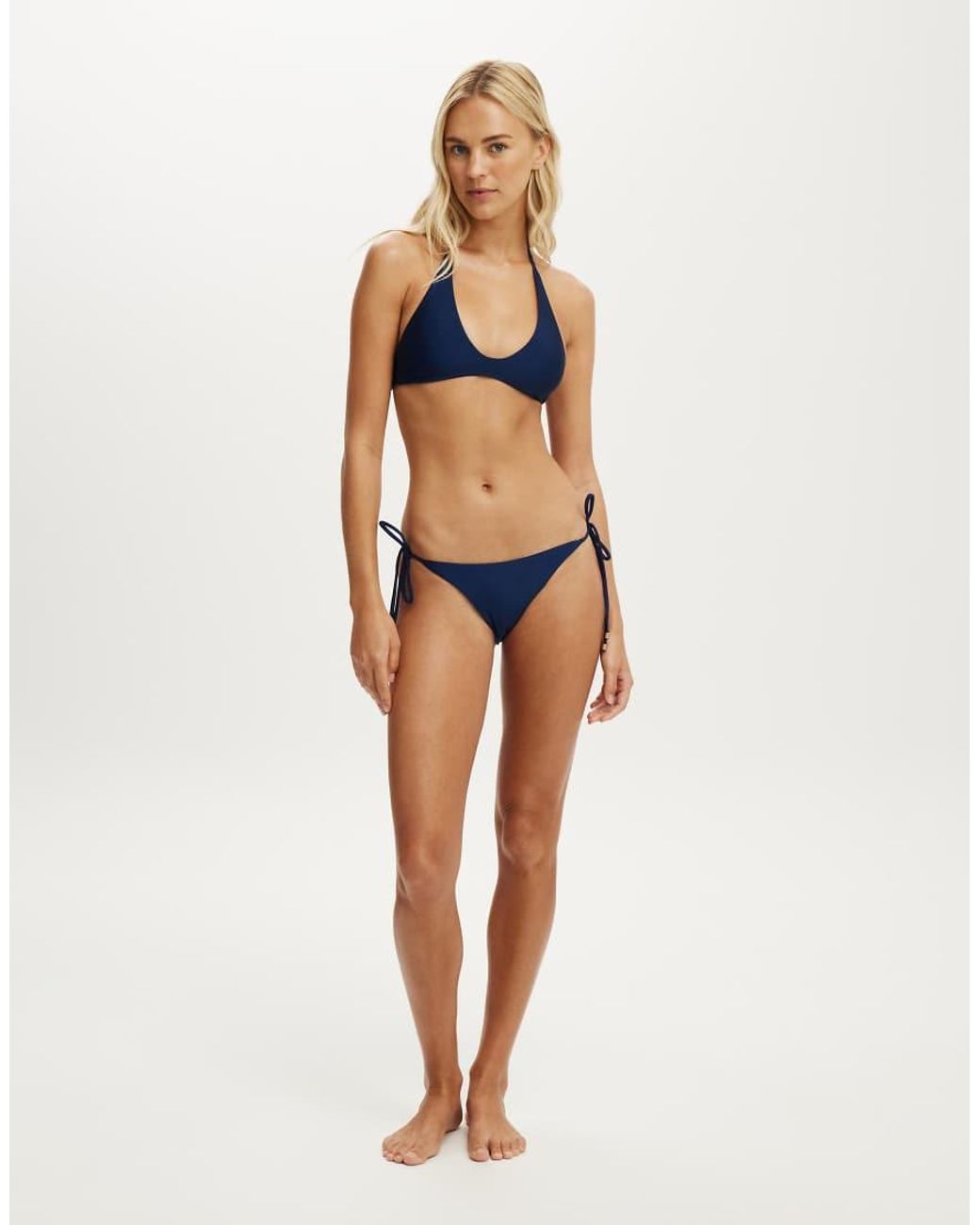 Cotton On Blue Scoop Neck Halter Bikini Top