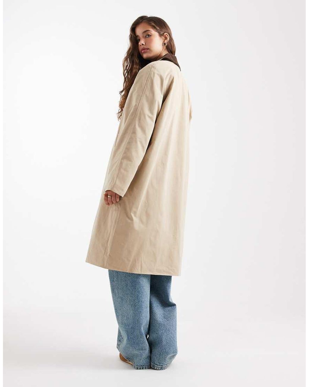 Mango Natural Teen Longline Barn Jacket