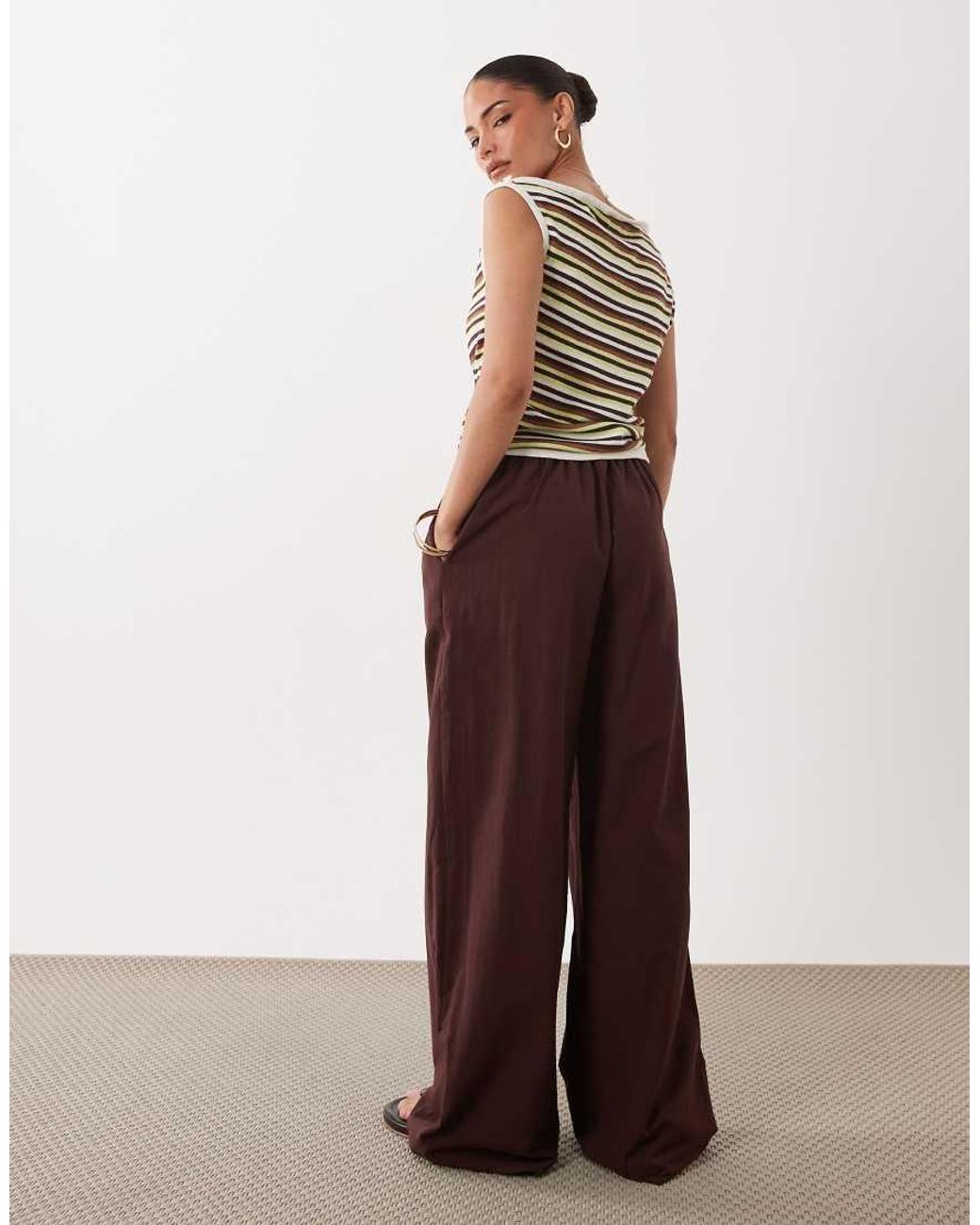 Miss Selfridge White Linen Blend Wide Leg Trouser