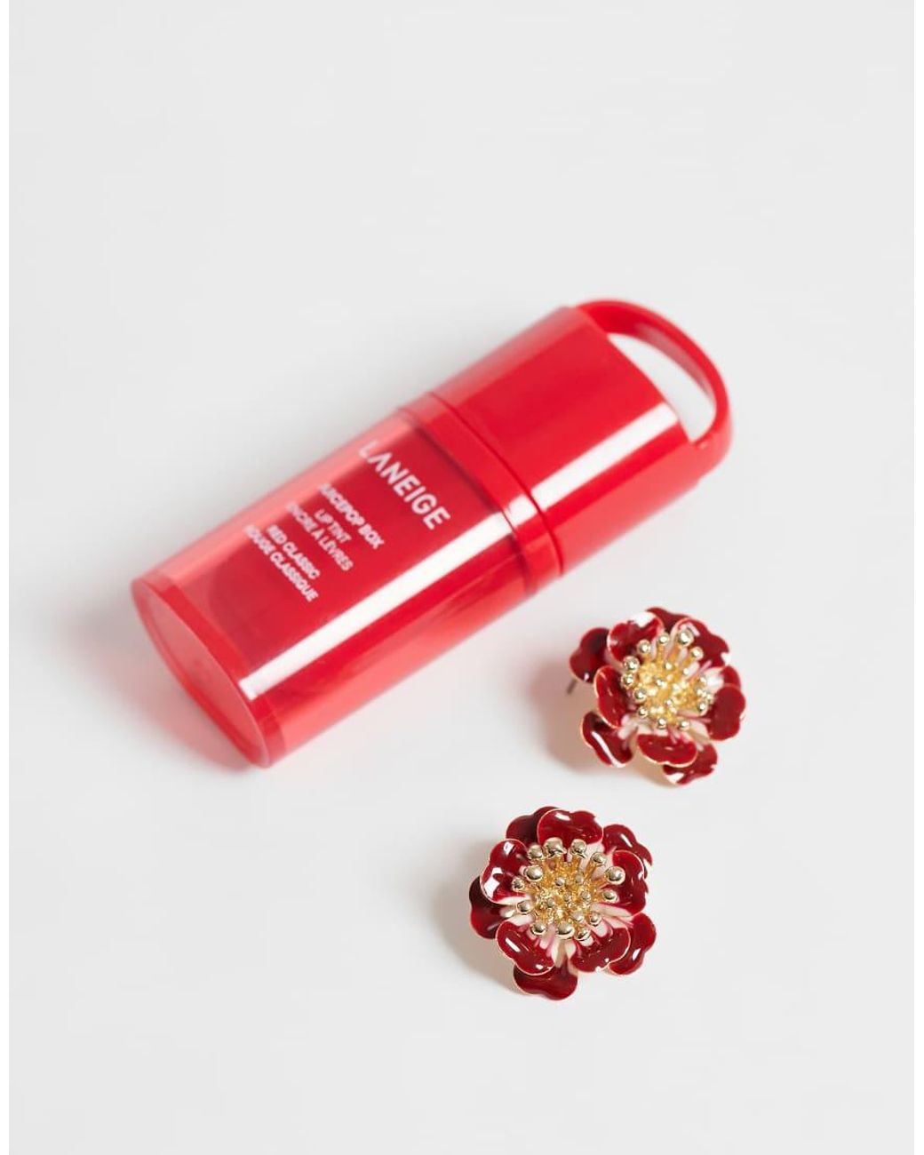 Accessorize Red Enamel Flower Mini Stud Earring