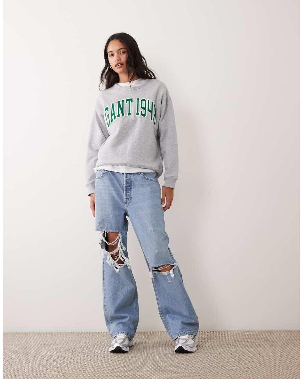 Gant Gray Graphic Logo Crew Neck Sweatshirt