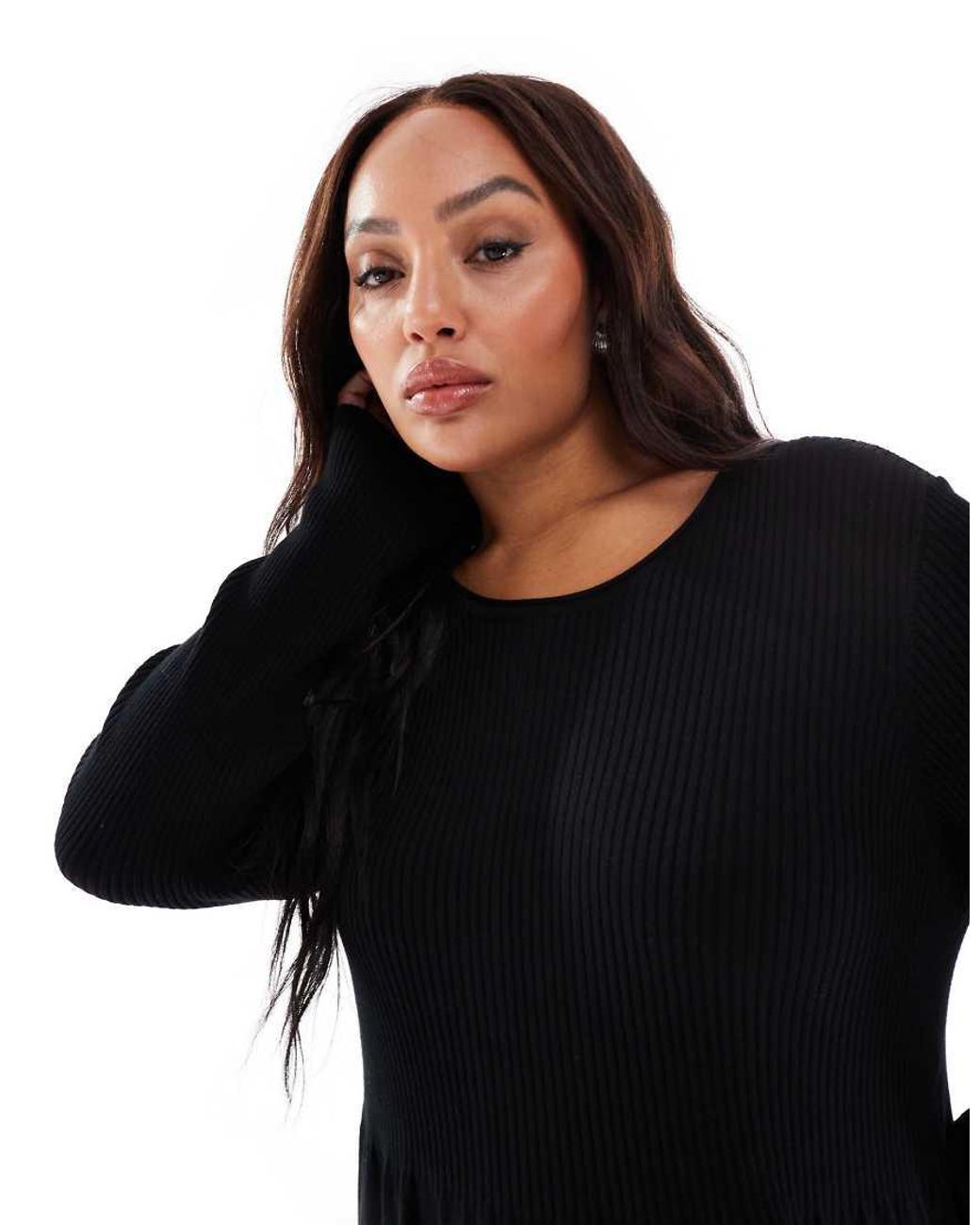 ONLY Black Skater Knitted Midi Dress