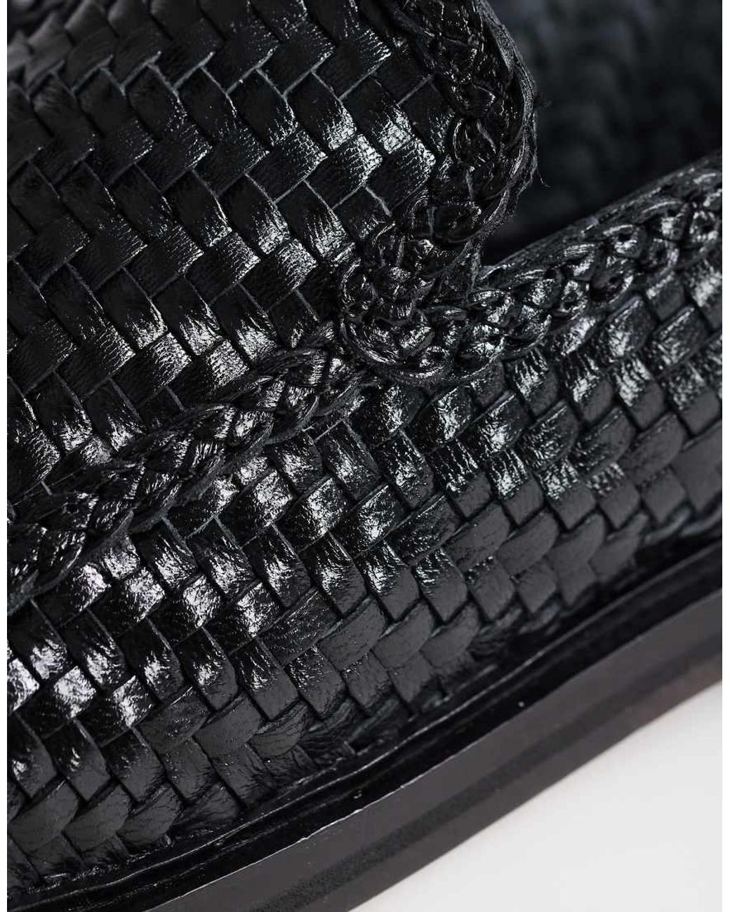 TOPSHOP Blue Bali Real Leather Weave Flat Shoe Loafers