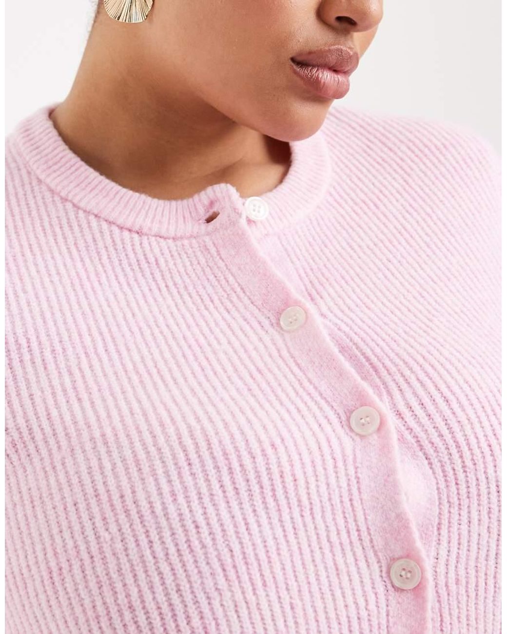 Pieces Plus Pink Pieces Curve Soft Knit Short Sleeve Cardigan