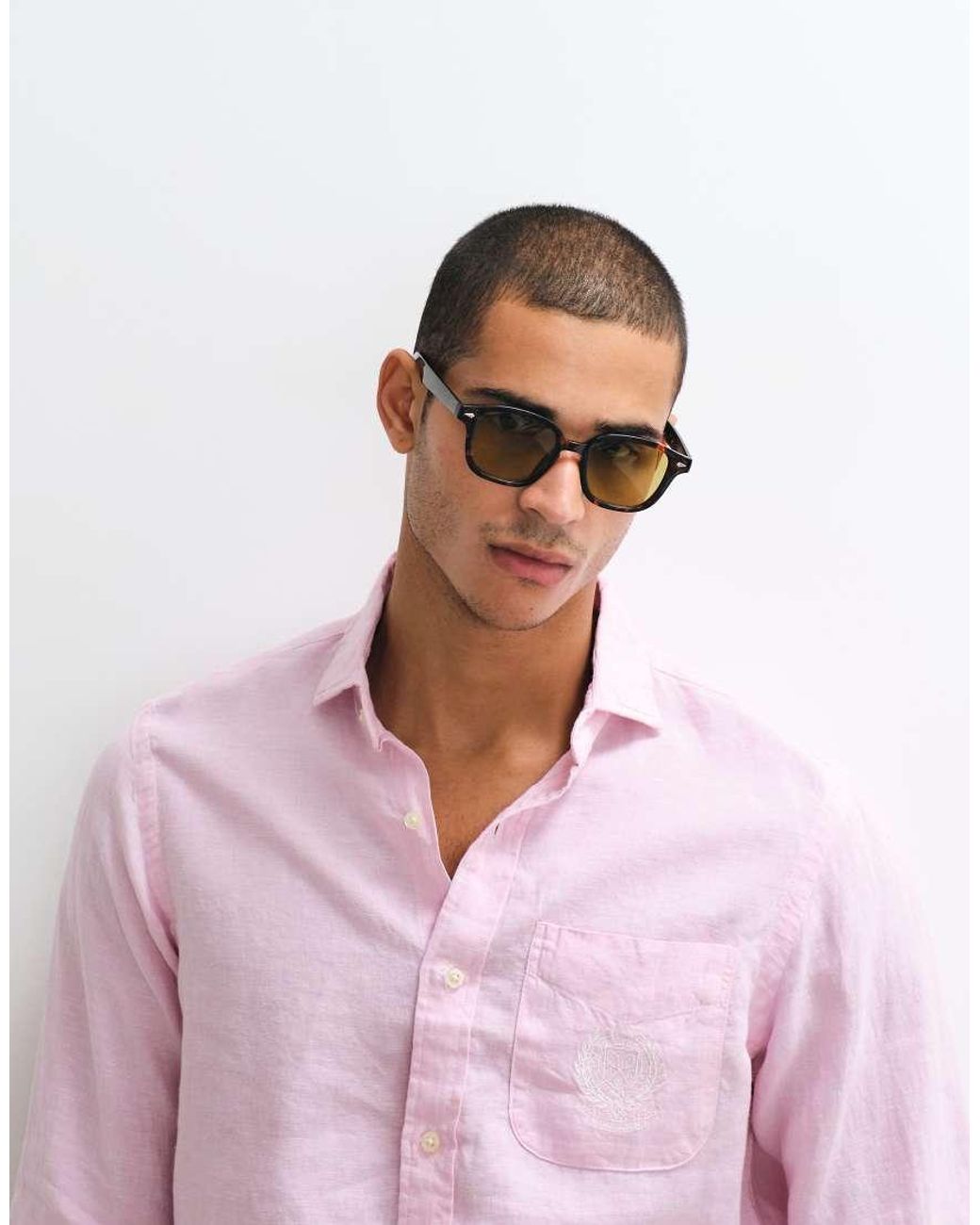 Polo Ralph Lauren Pink Wimbledon Capsule Crest Embroidered Pocket Linen Shirt for men