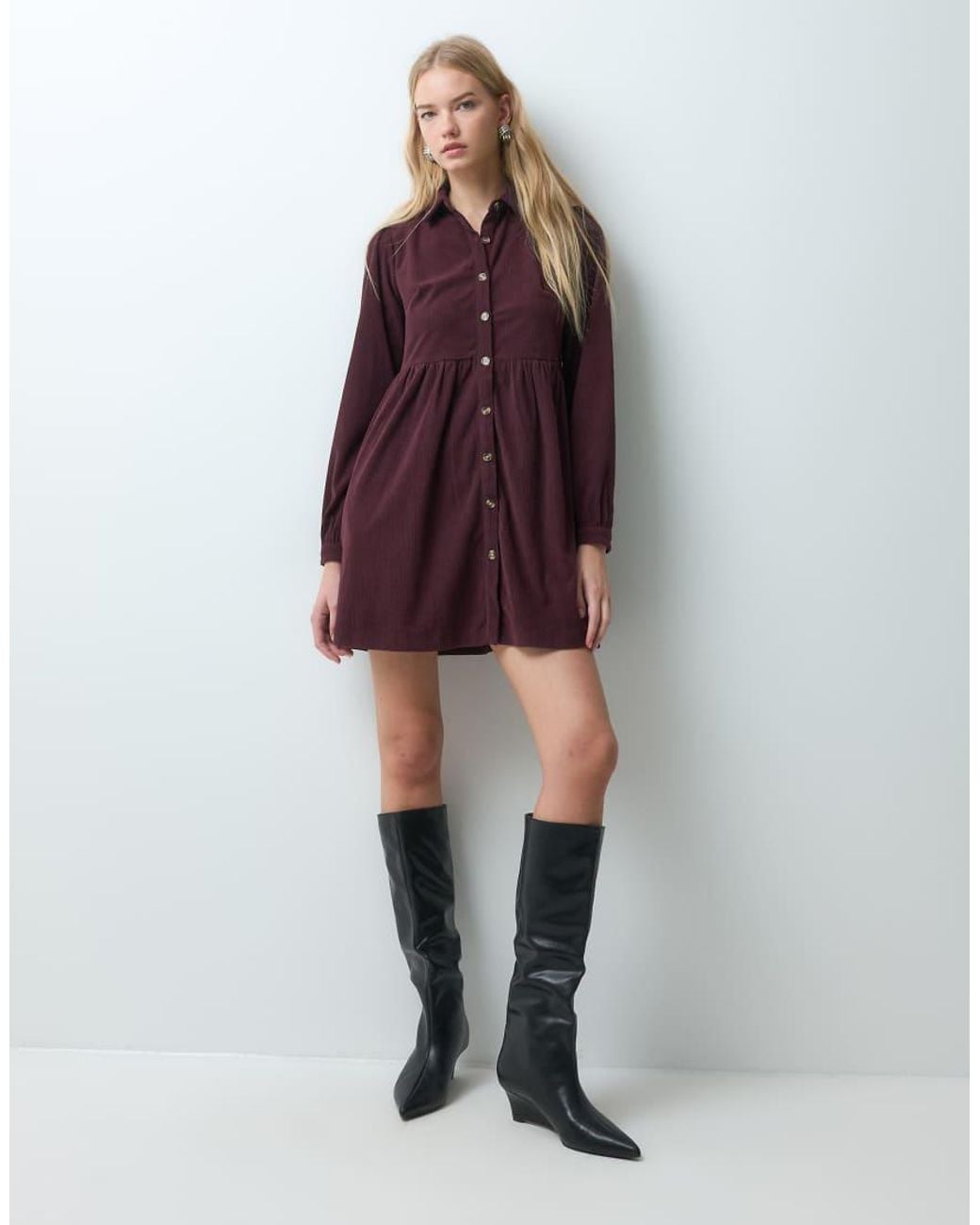 Threadbare Purple Button Through Mini Dress