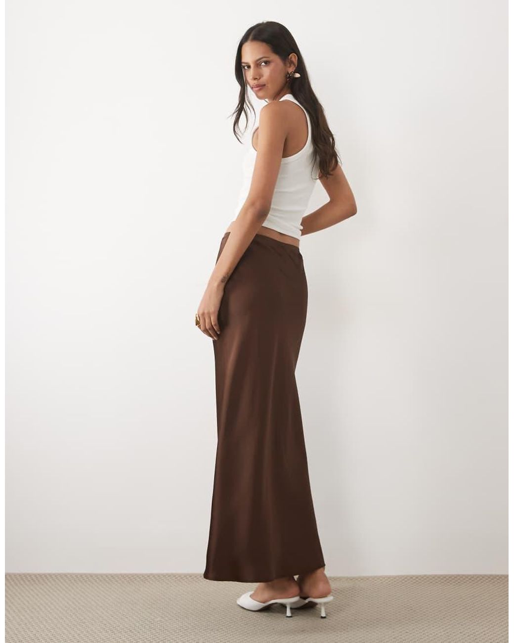 New Look Natural Satin Bias Maxi Skirt