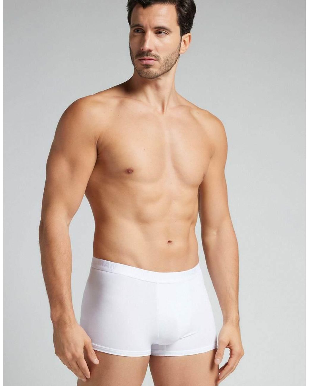 Intimissimi White Microfibre Boxers With Logo for men