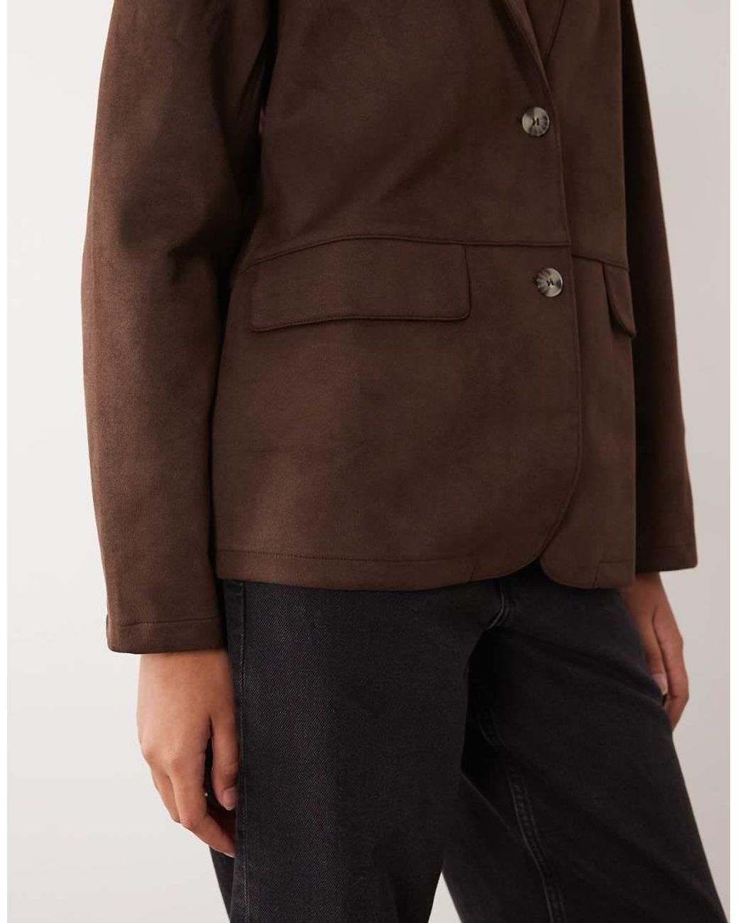 Vila Brown Suede-look Tailored Blazer Co-ord