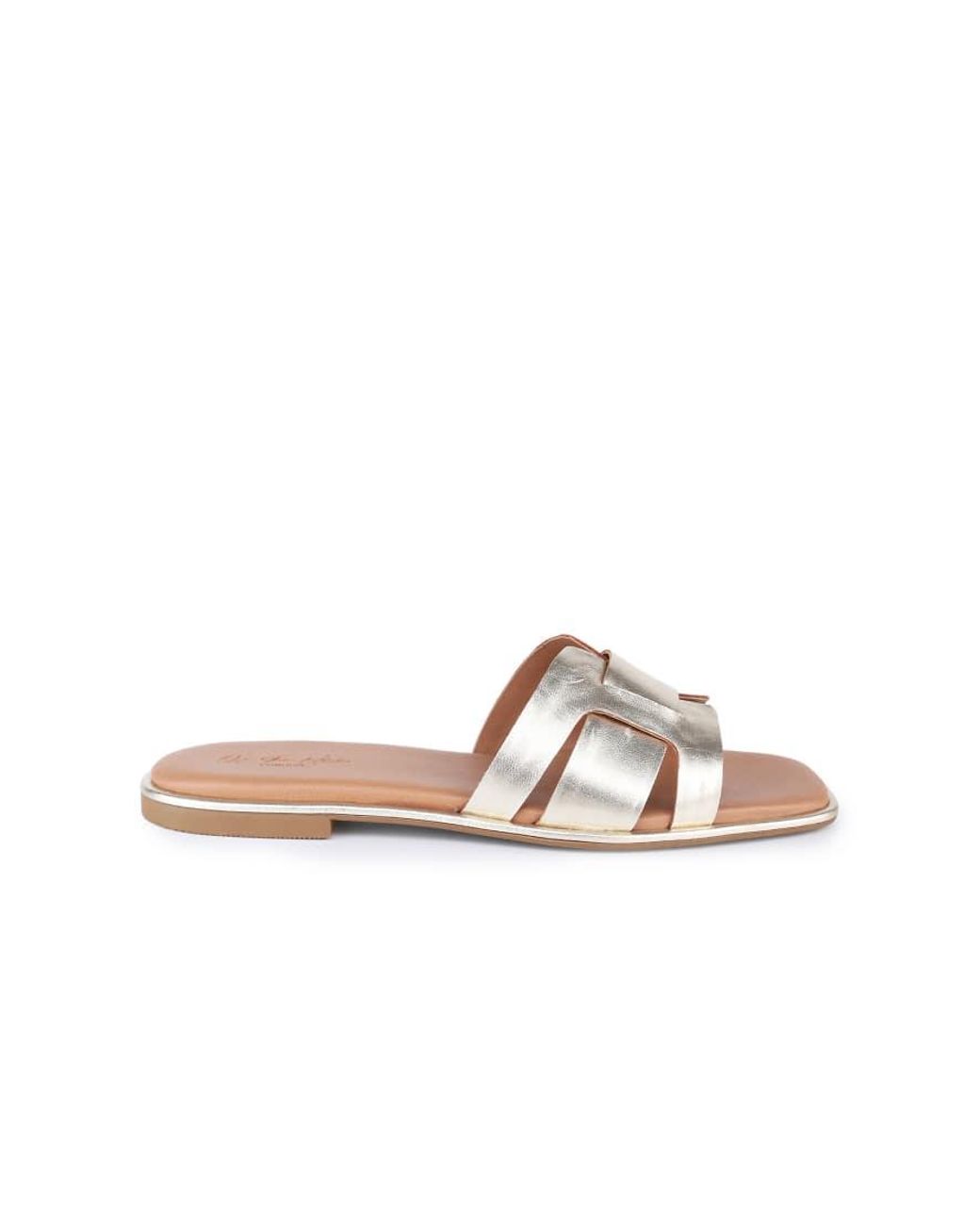 OFF THE HOOK White Heath Leather Slip On Flat Sandals