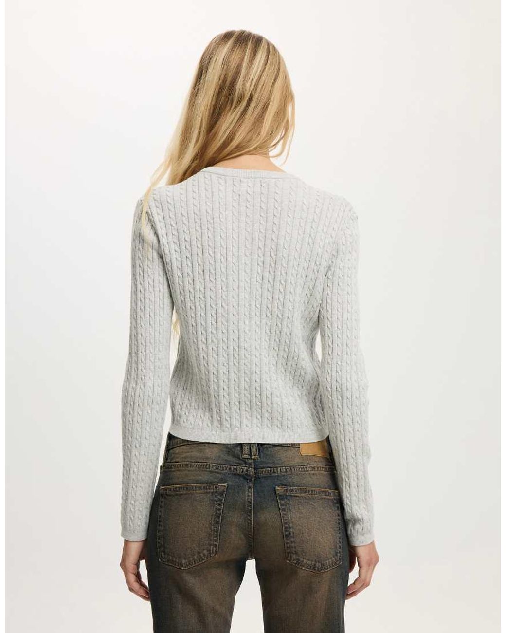 Cotton On White Cotton Crew Neck Cardigan