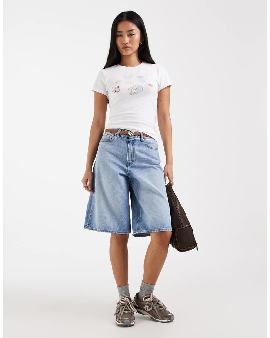 ONLY White Fitted T-shirt With Dinner Print