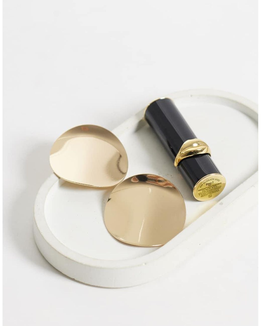 ASOS Natural Stud Earrings With Large Hammered Oval Design