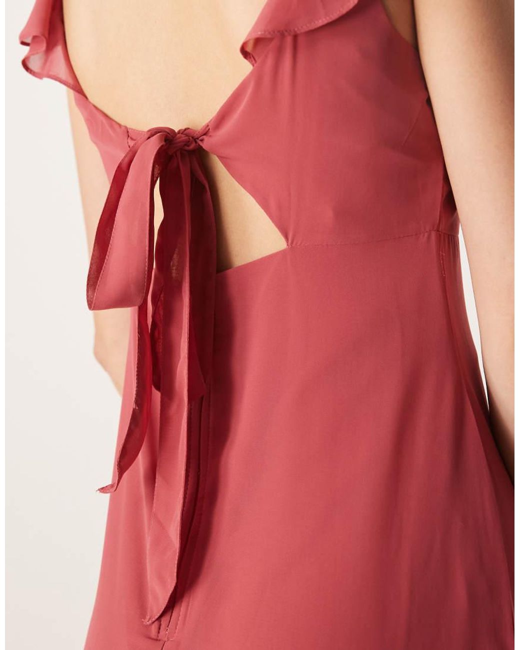 ANAYA Red Tie-Back Ruffle Maxi Dress