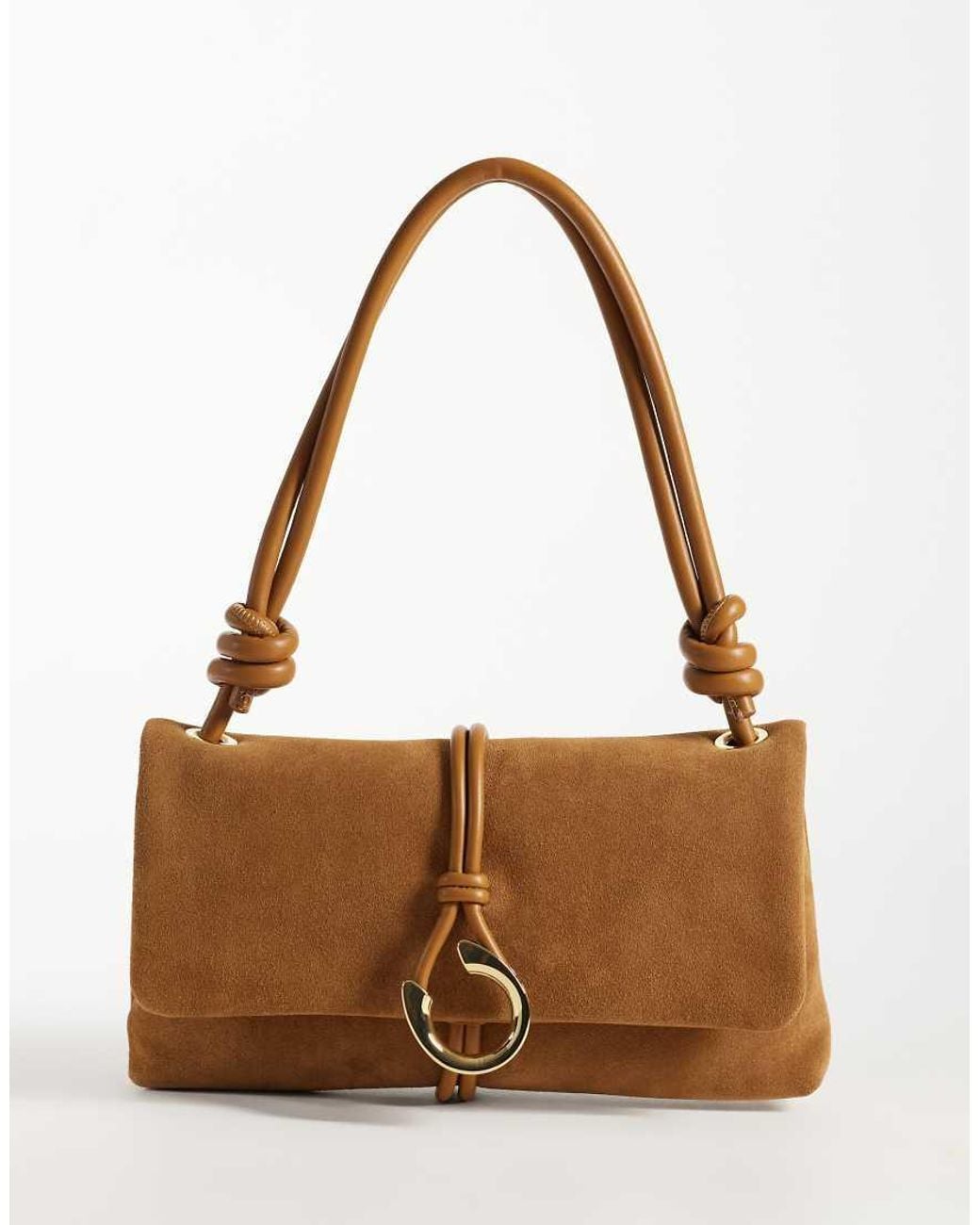 Dolce Vita Brown Amina Leather Shoulder Bag With Gold-tone Hardware