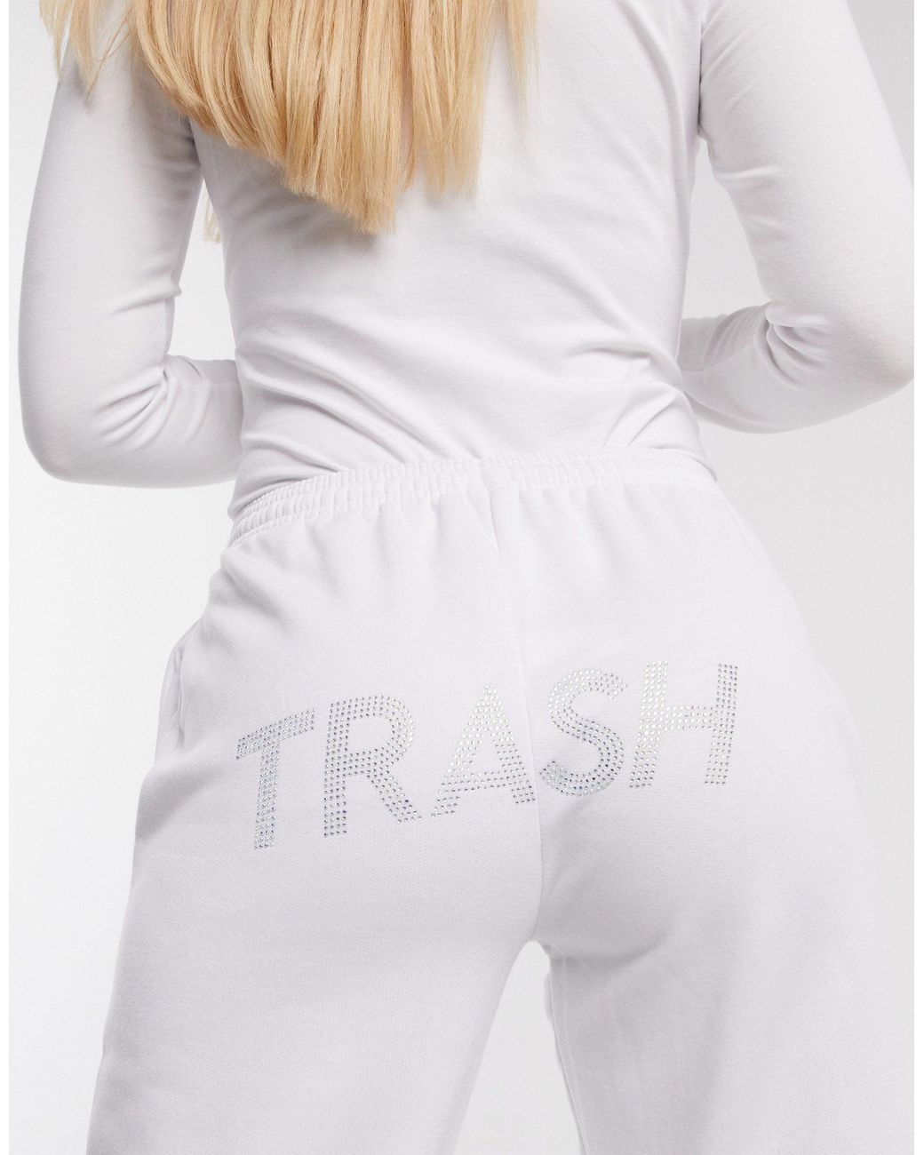 Skinnydip London X Jade Thirlwall Sweatpants With Trash Crystal Slogan  Co-ord in White | Lyst Australia