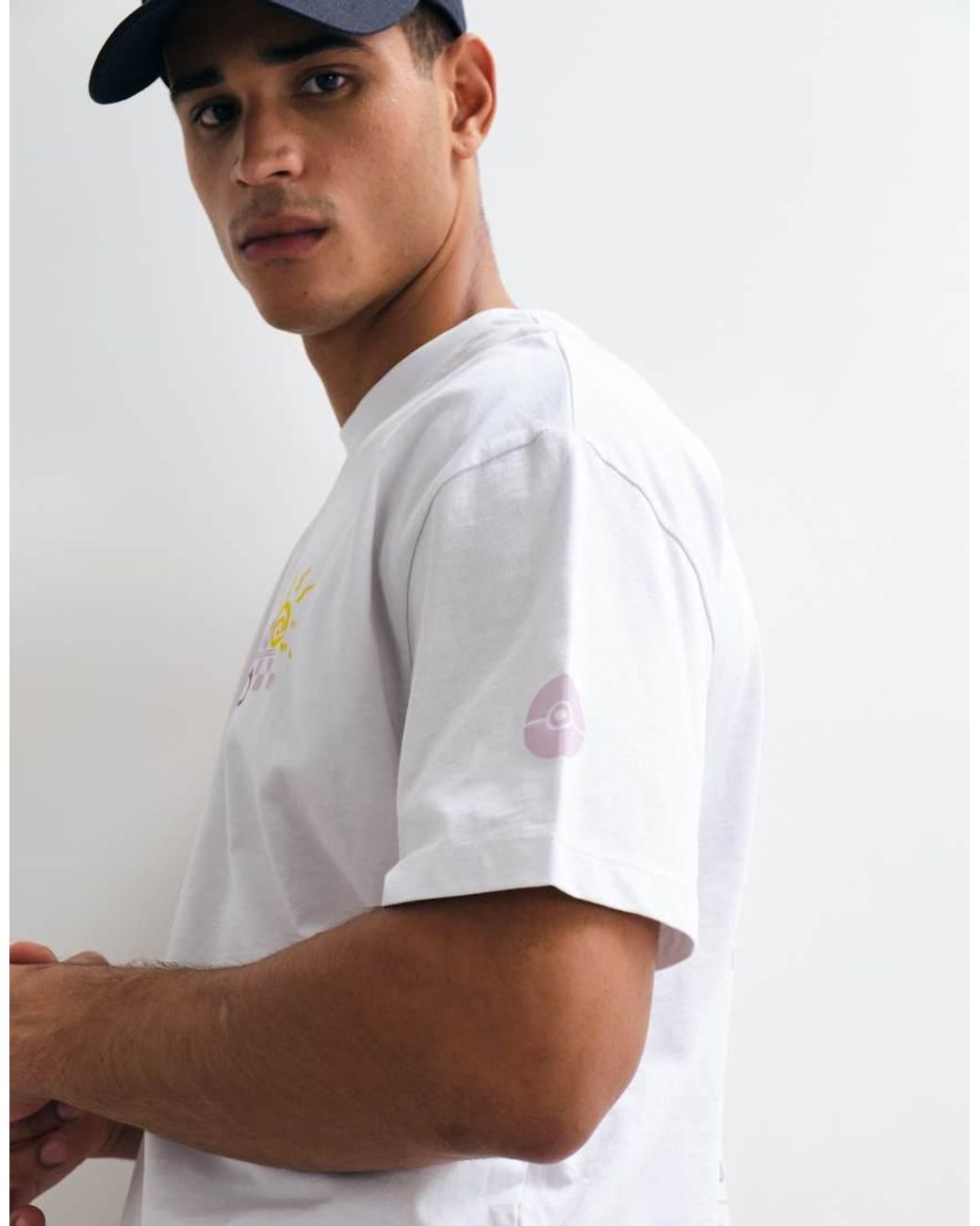 ASOS White Boxy Oversized Tee With Pokemon Mewtwo Print for men