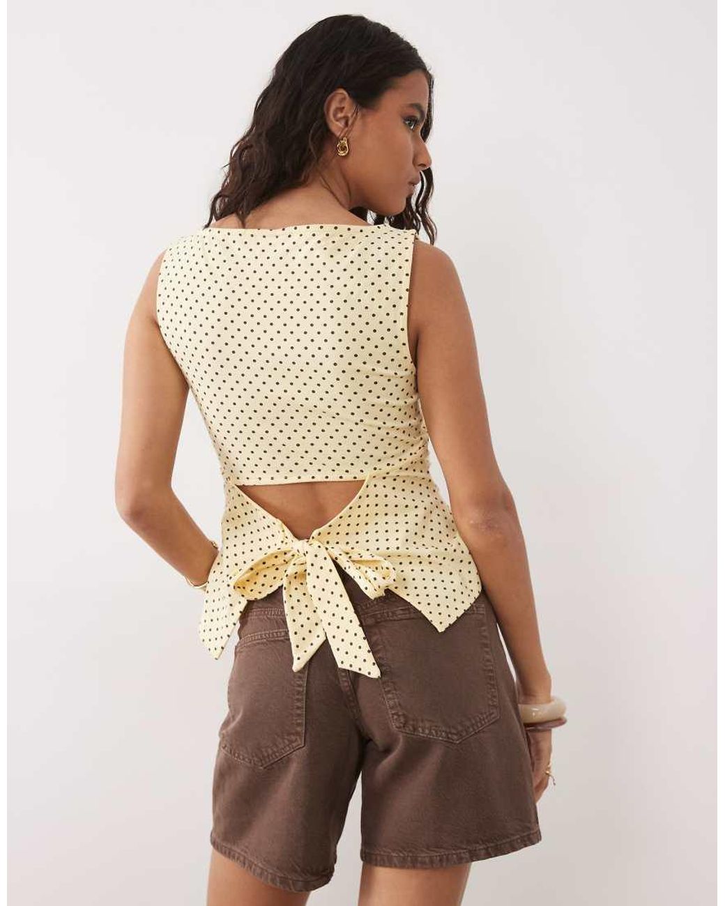 ASOS Brown Slash Neck Tie Back Tank Top