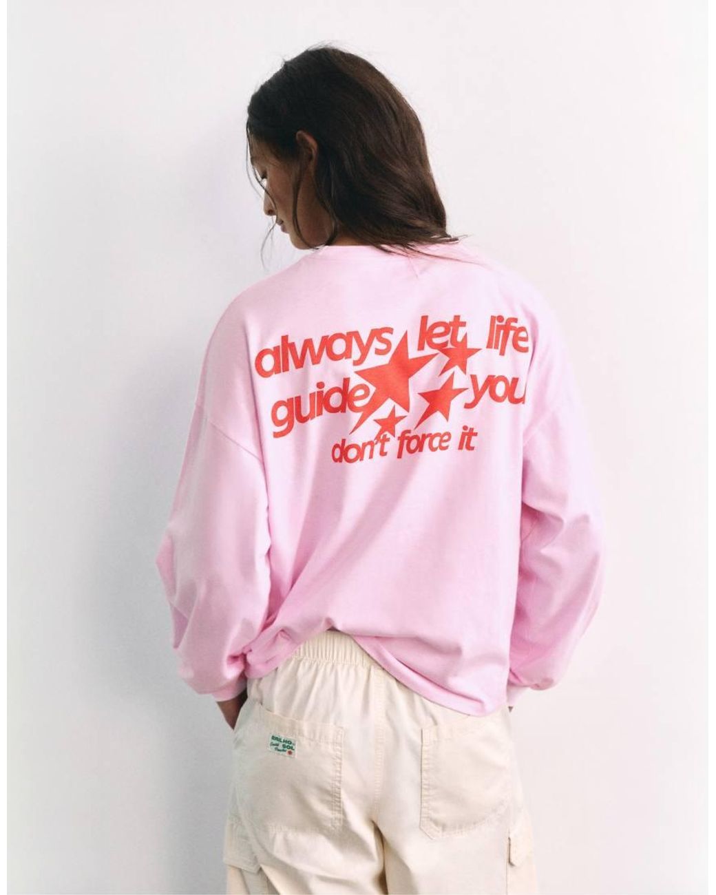 Pull&Bear Pink Oversize Star Graphic T-shirt