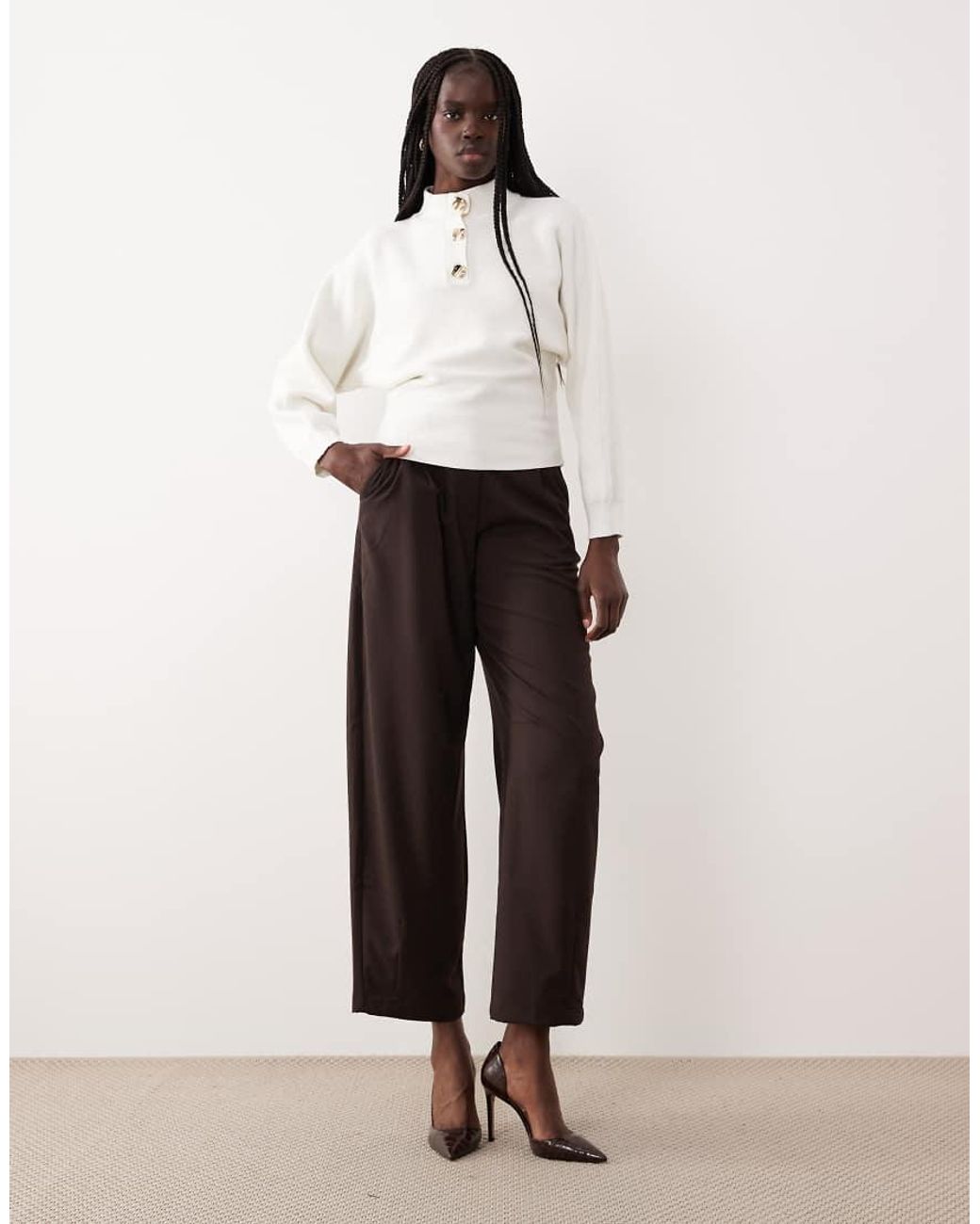 Mango White High Neck Jumper With Statement Buttons
