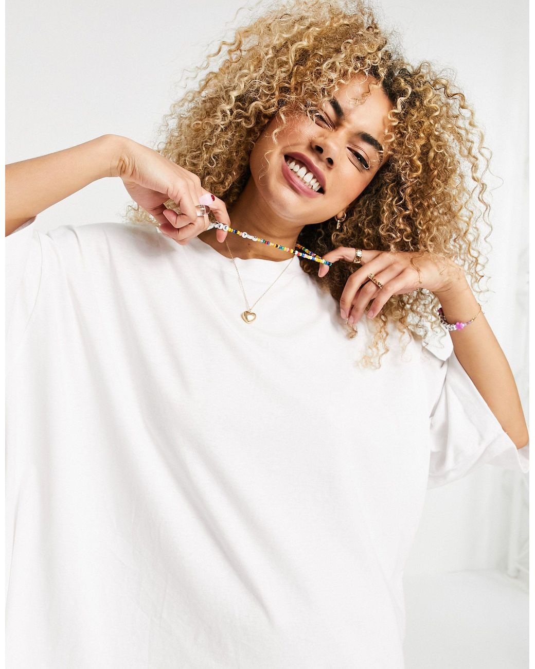 Weekday – huge – t-shirt-kleid aus baumwolle in Weiß | Lyst AT