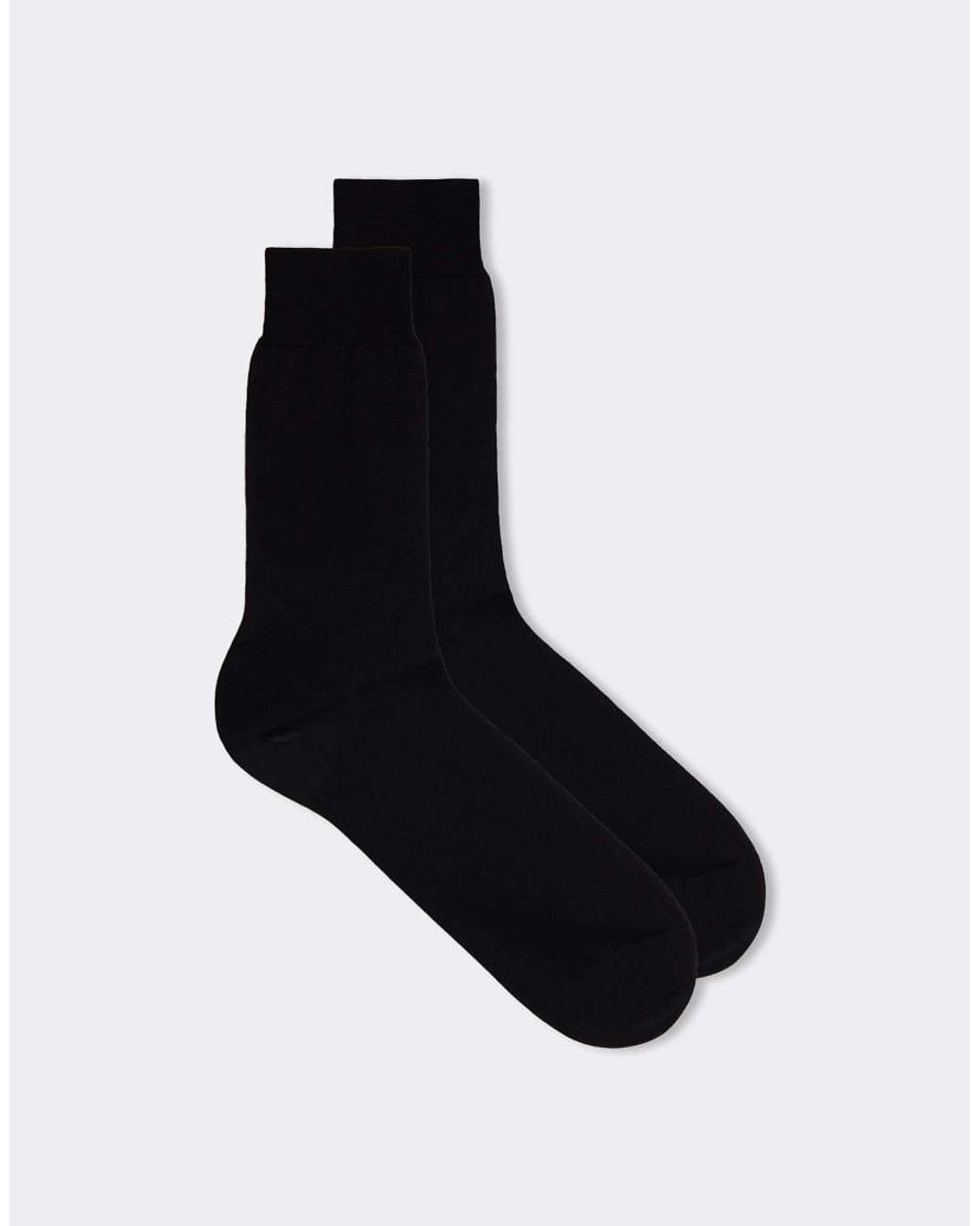 Intimissimi Black Short Sateen Cotton Lisle Socks for men
