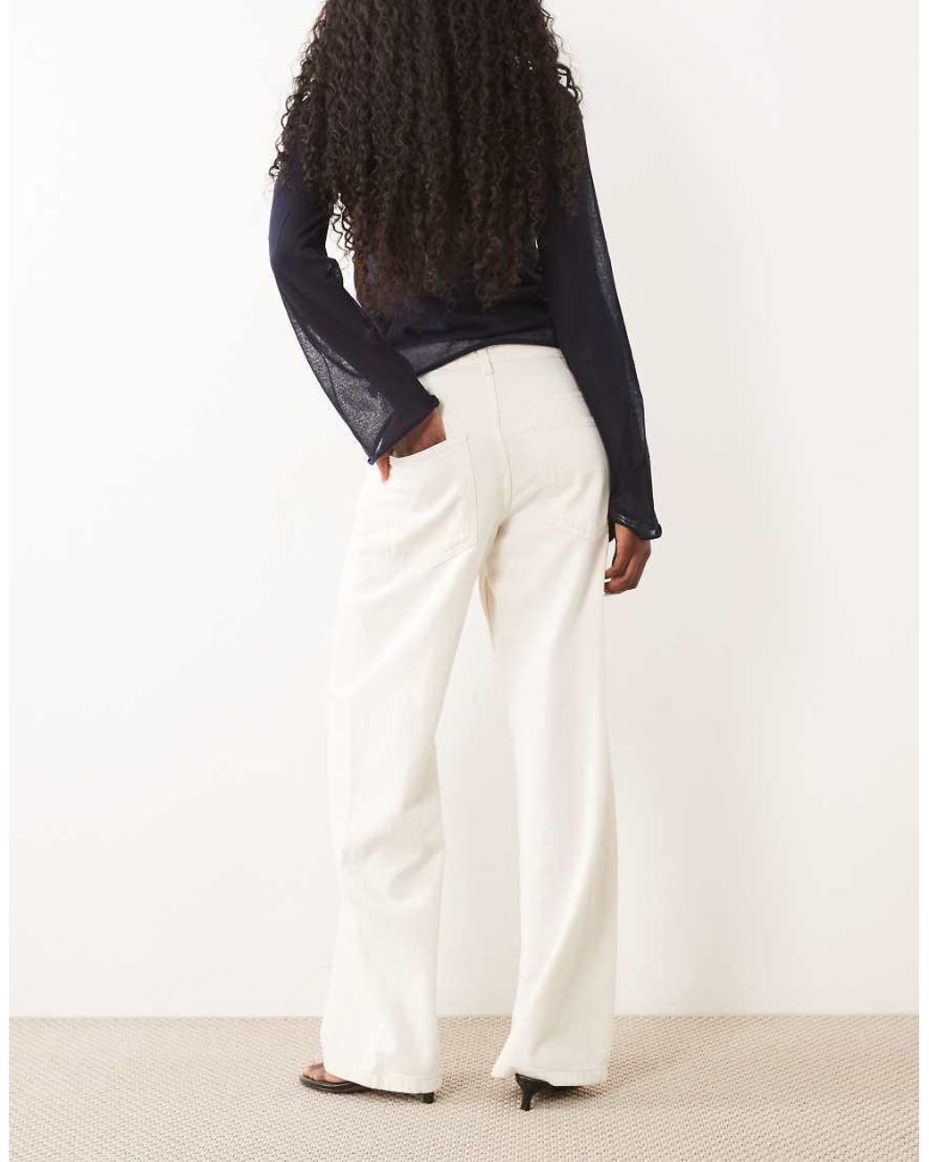 Mango White Relaxed Trouser