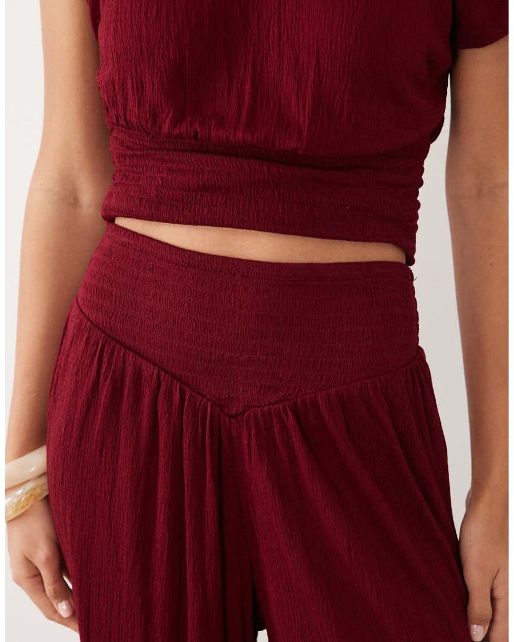 ASOS Mix & Match Crinkle Shirred Wide Leg Trouser