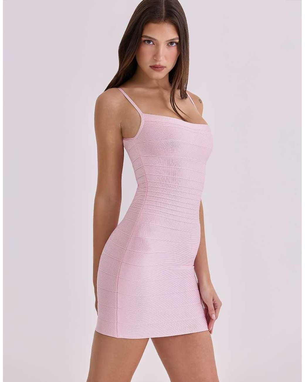 House Of Cb Pink The Body Bandage Mini Dress