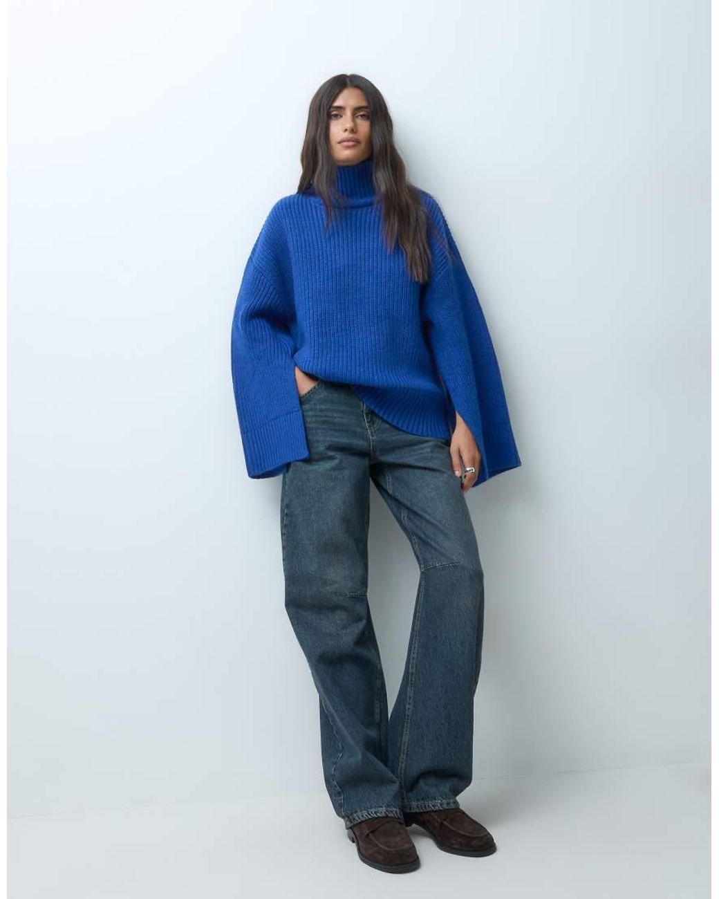 Gina Tricot Blue Knitted Turtleneck Sweater