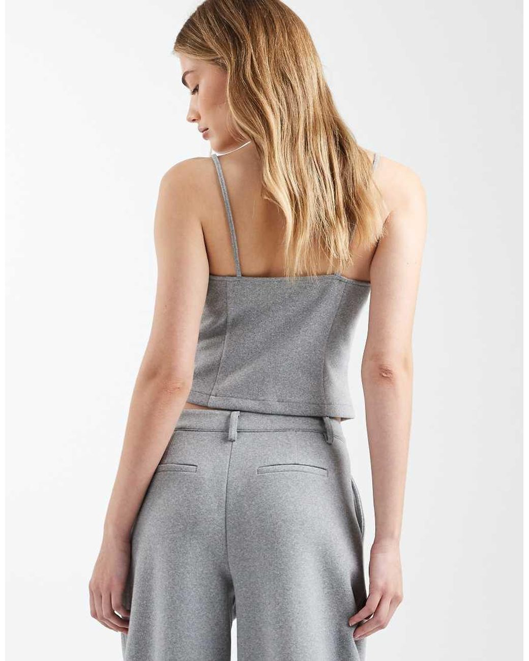 ASOS Gray Co-Ord Brushed Button Detail Cami Waistcoat