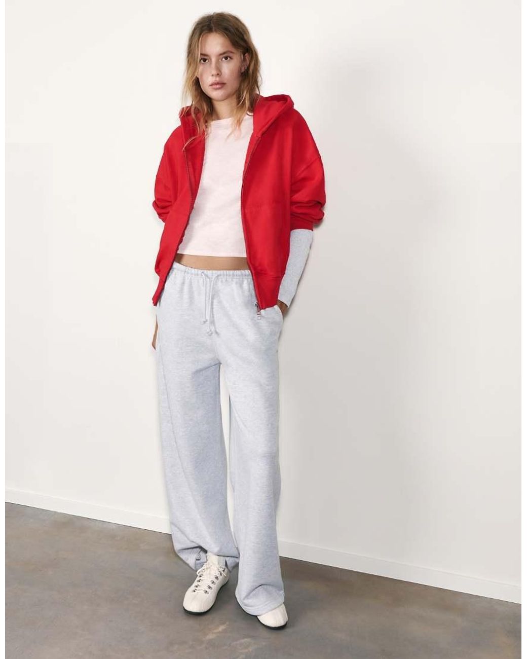 Pull&Bear Red Zipped Hoodie