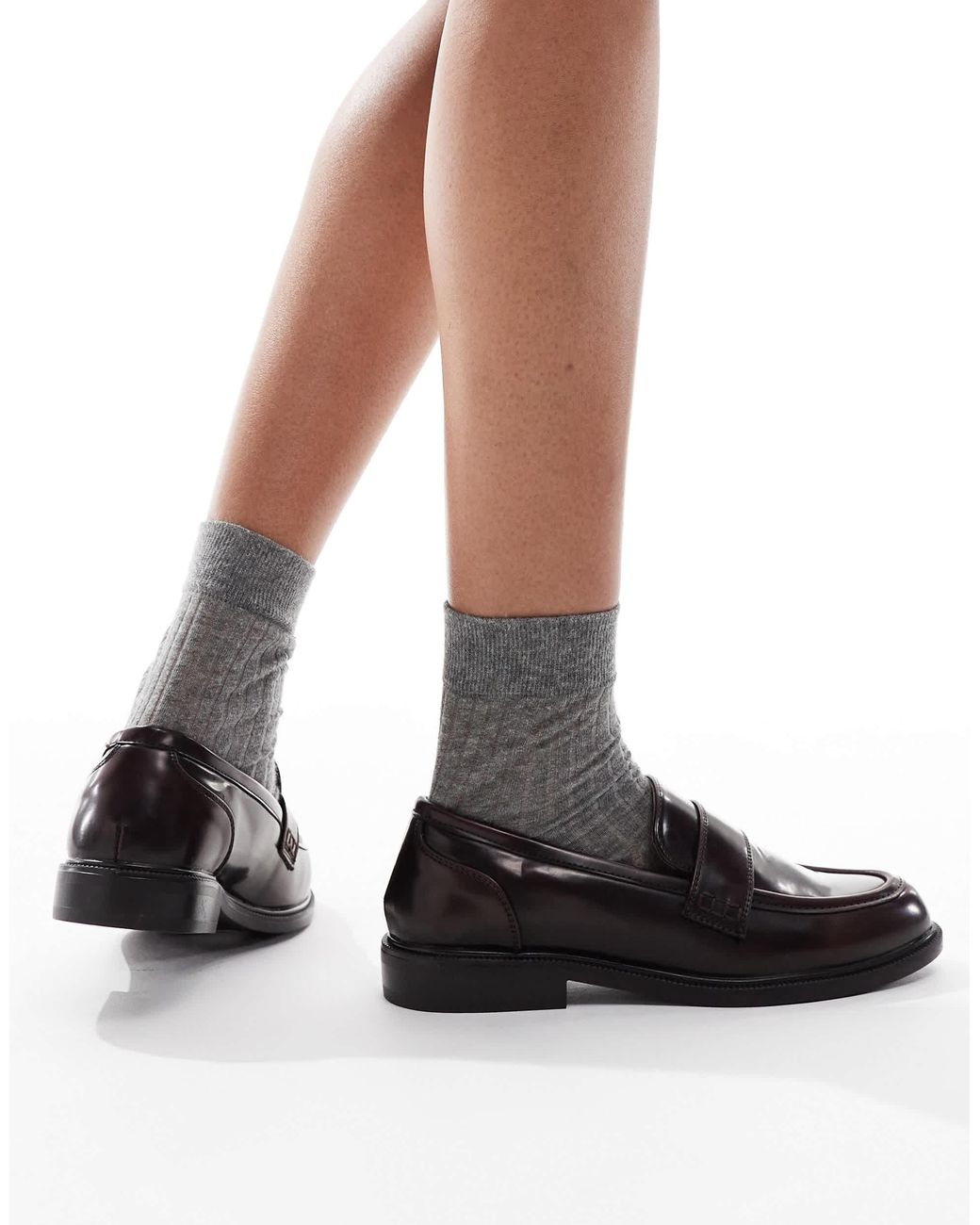 SEQWL Wide Fit Black Cadilliac Penny Loafers