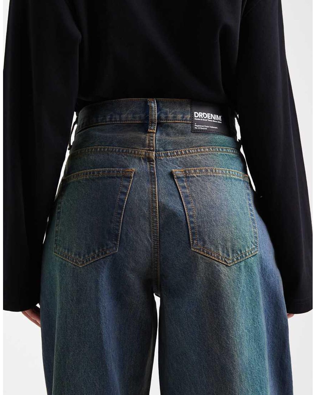 Dr. Denim Black Donna Relaxed Fit Wide Straight Leg Jeans