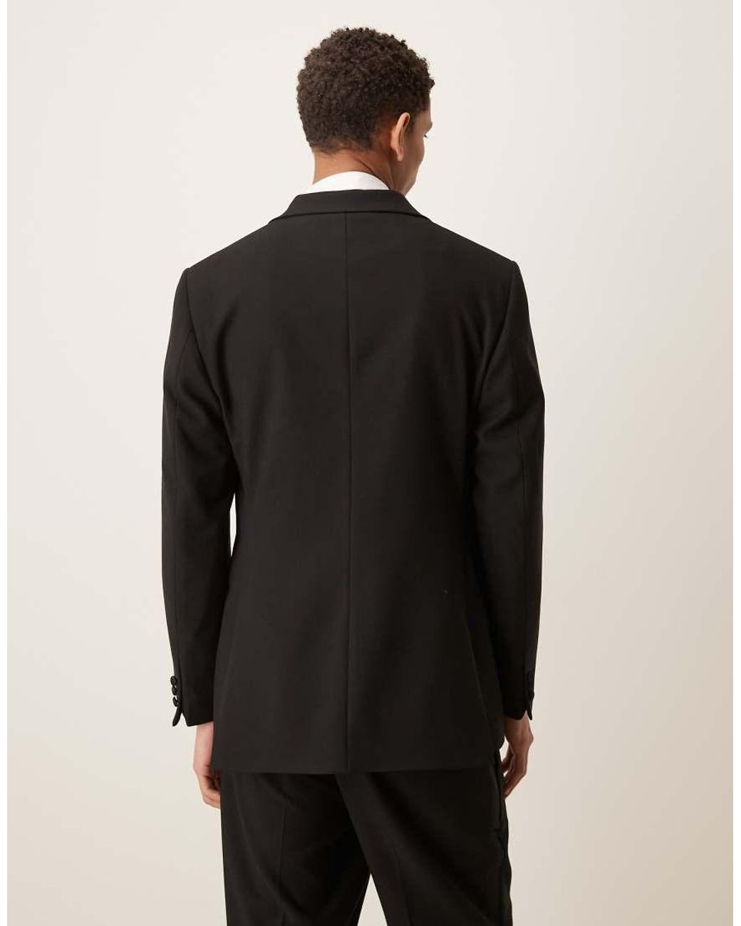 ASOS Black Slim Tuxedo Suit Jacket With Satin Detail for men