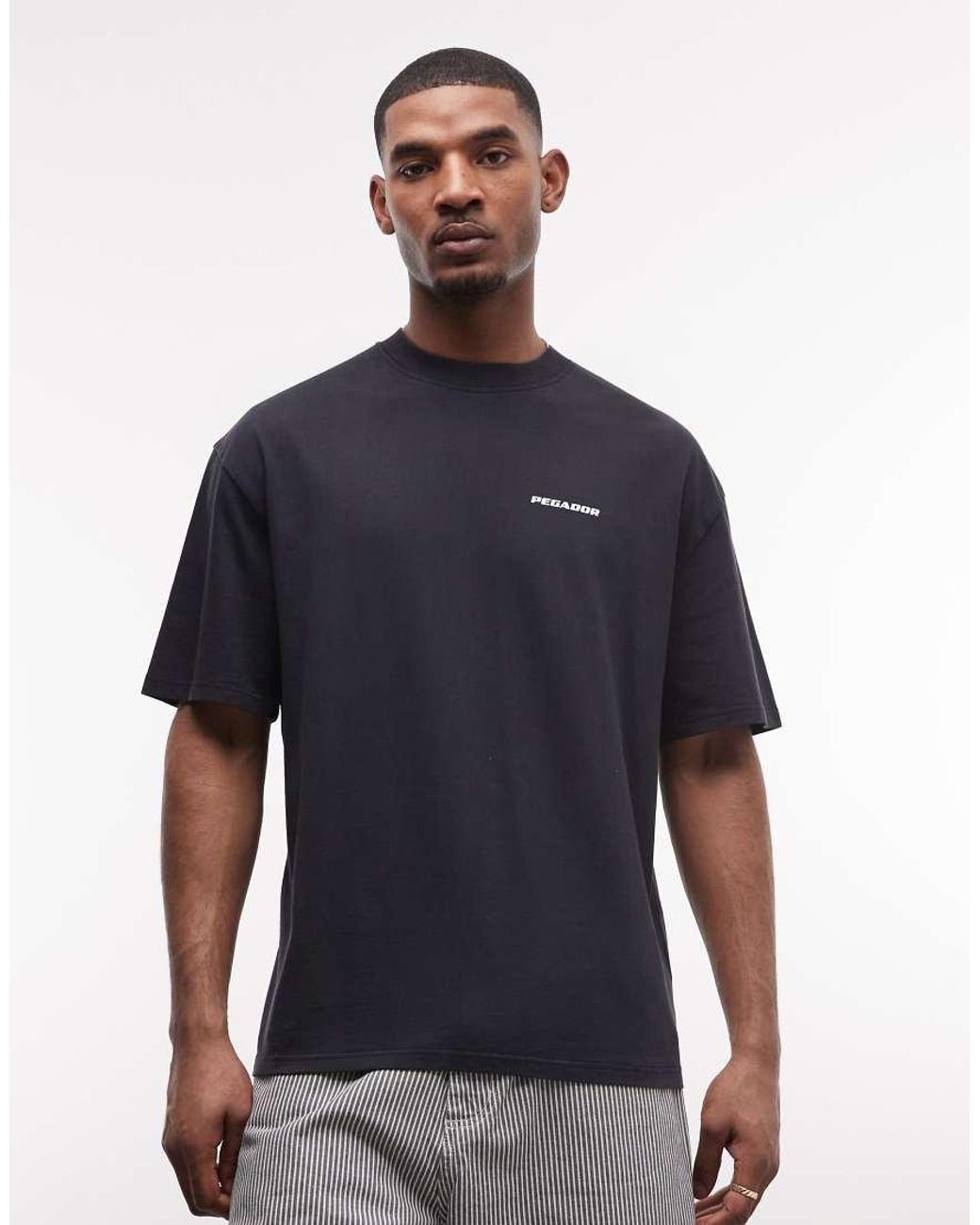PEGADOR Blue Bovec Oversized T-shirt With Back Print Graphic for men