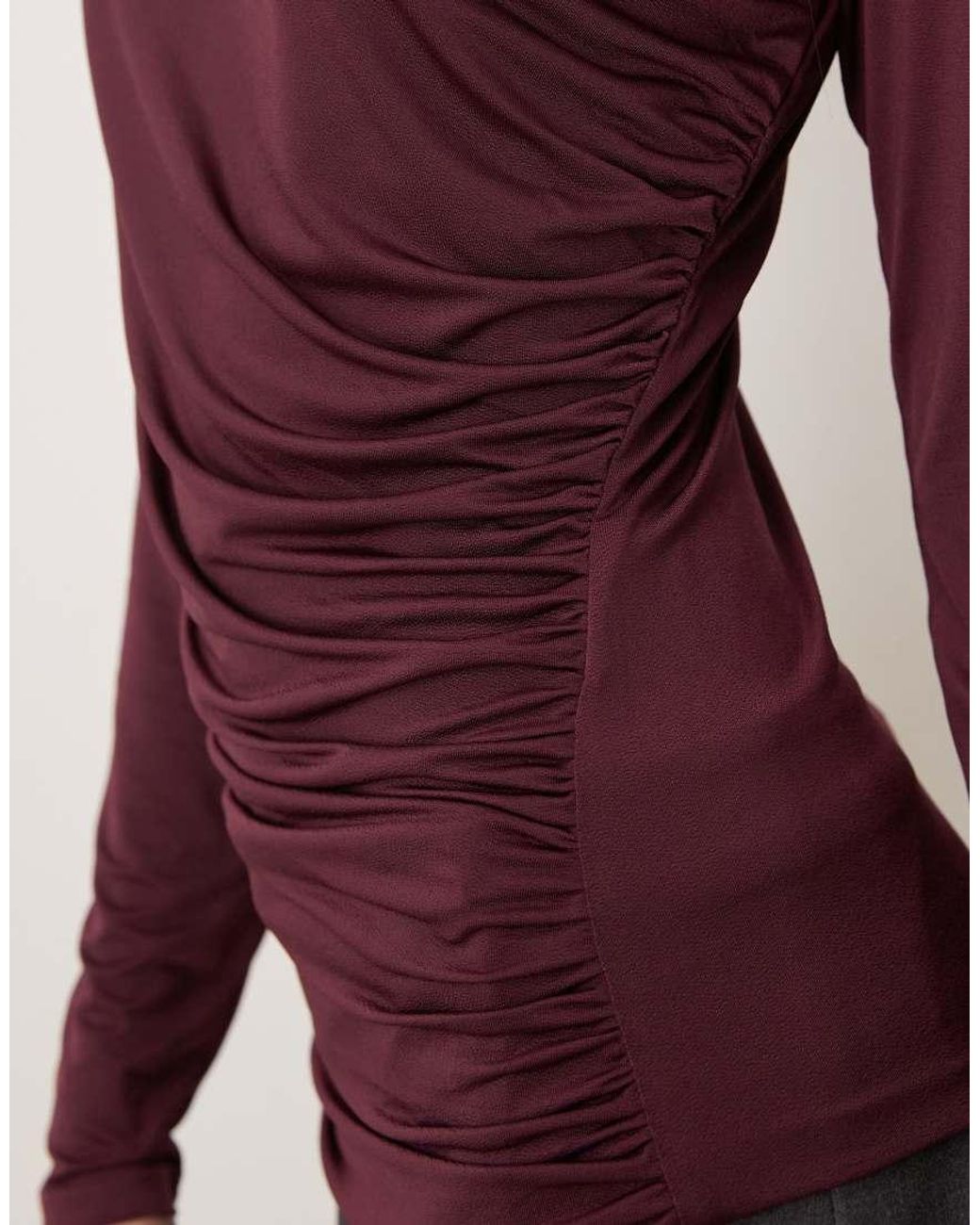 Vila Purple Long Sleeve High Neck Ruched Top