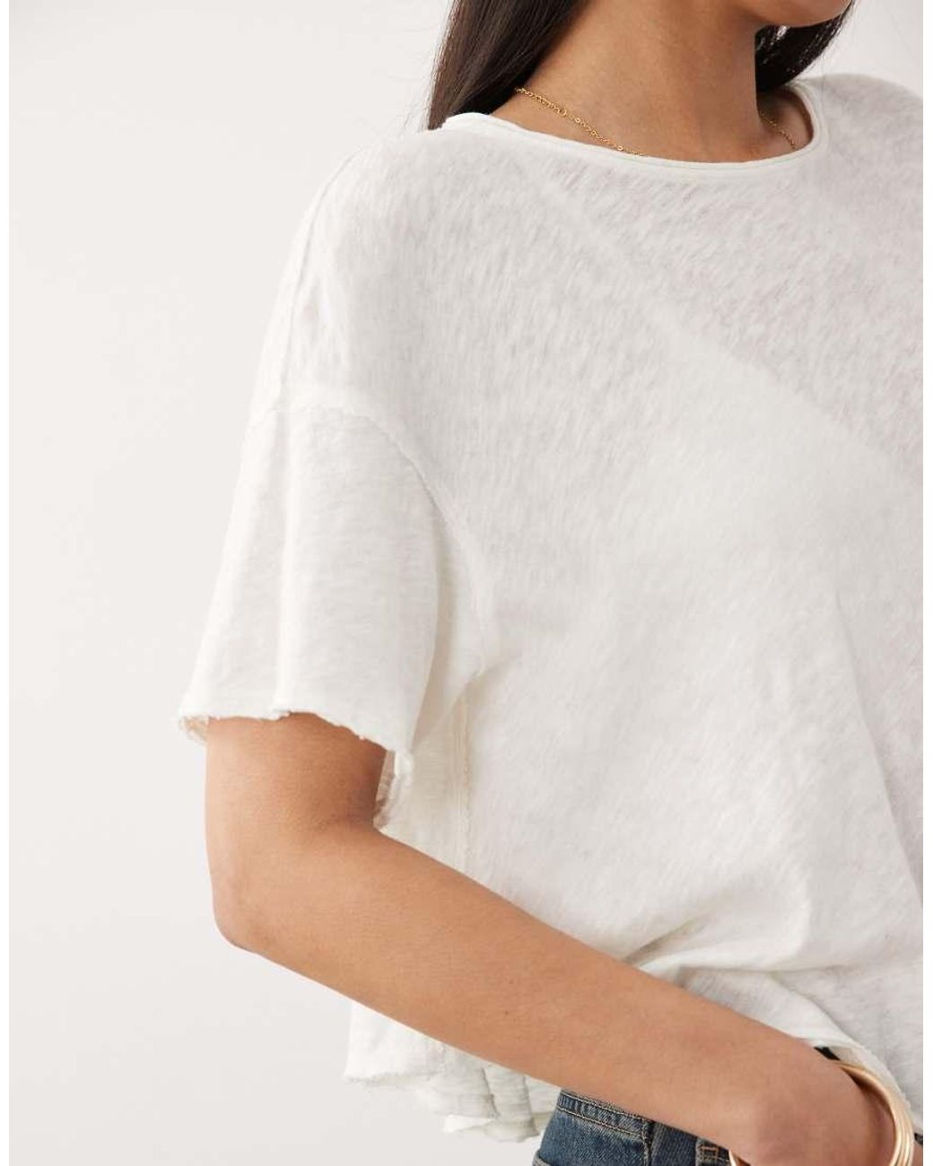 Free People White Elsie Swing T-Shirt