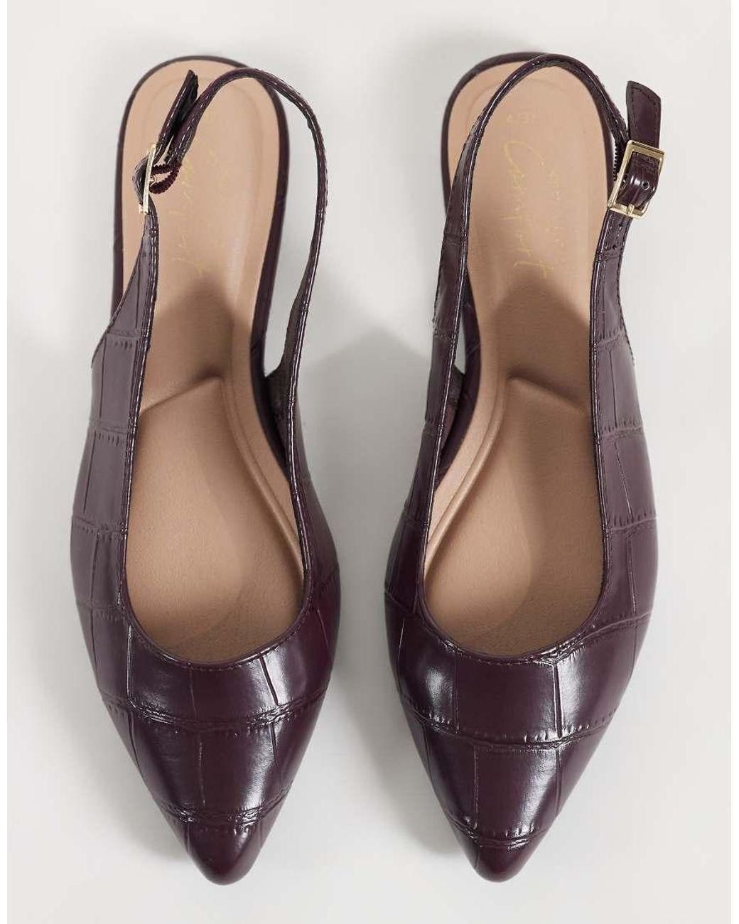 New Look White Faux Croc Pointed Toe Ballet Flat