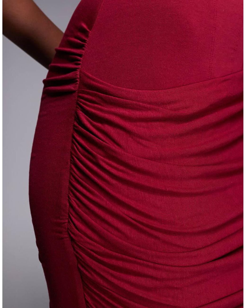 Oh Polly Red Modal Sweetheart Neckline Drape Skirt Mini Dress