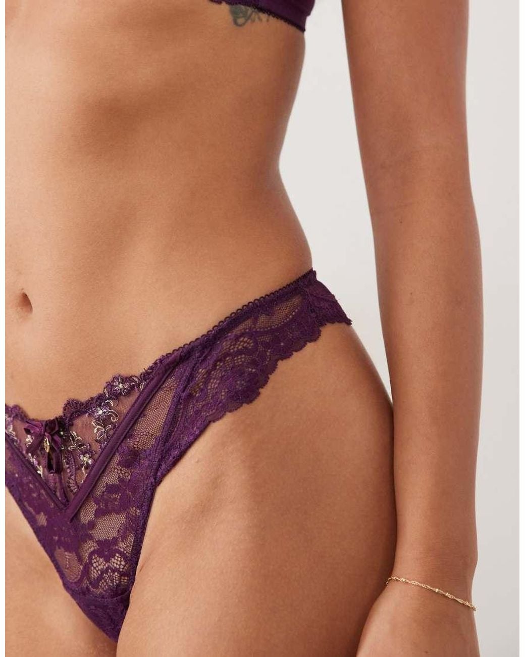 Boux Avenue Purple Rayanne Lace Thong