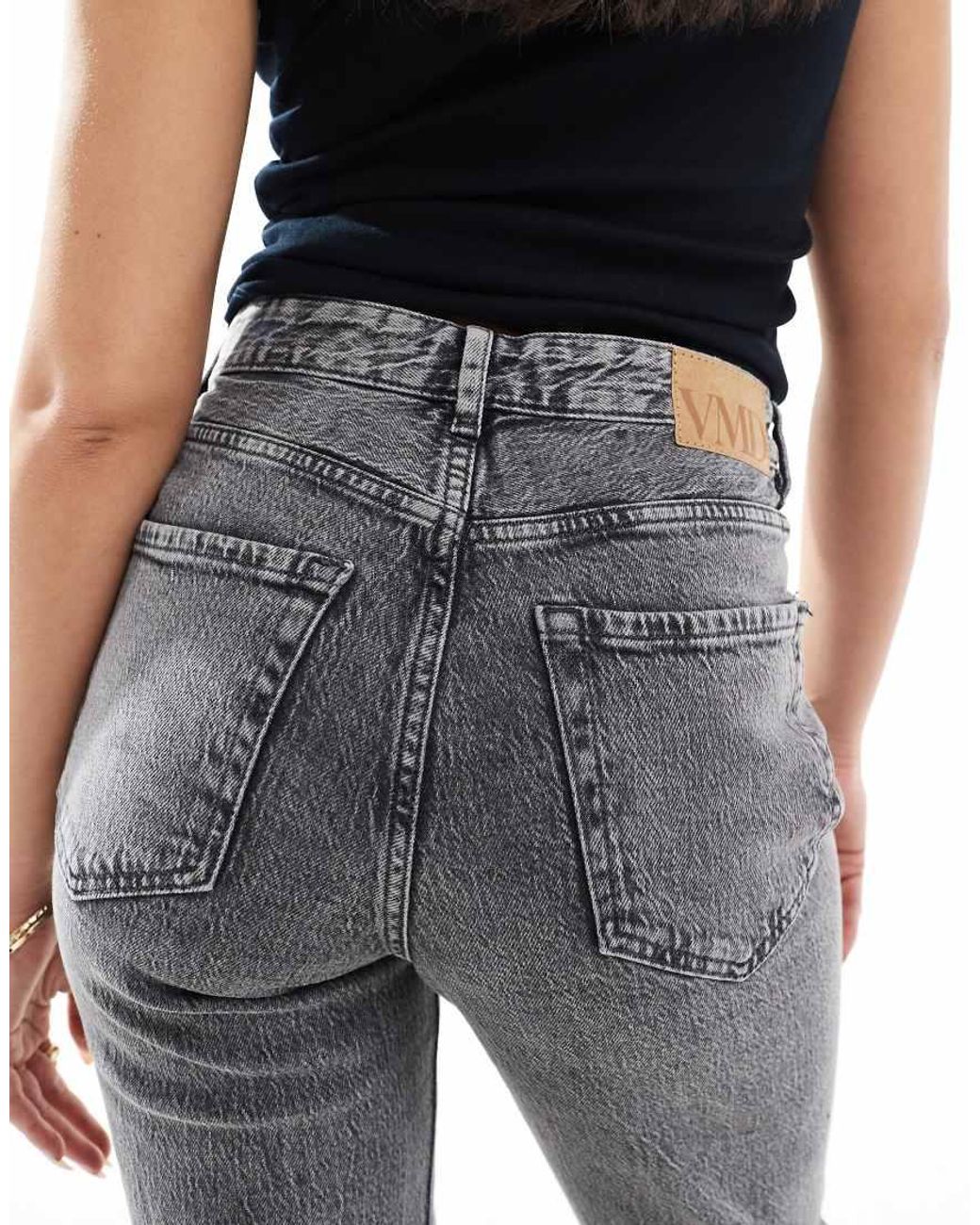 Vero Moda Gray Tessa High Rise Straight Leg Jeans