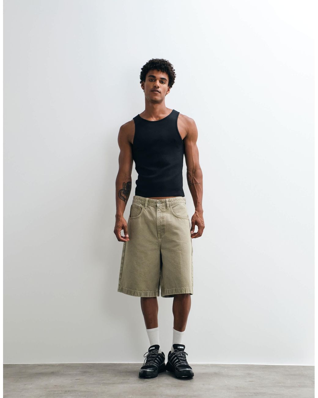 Collusion Blue Ribbed Tank Top for men