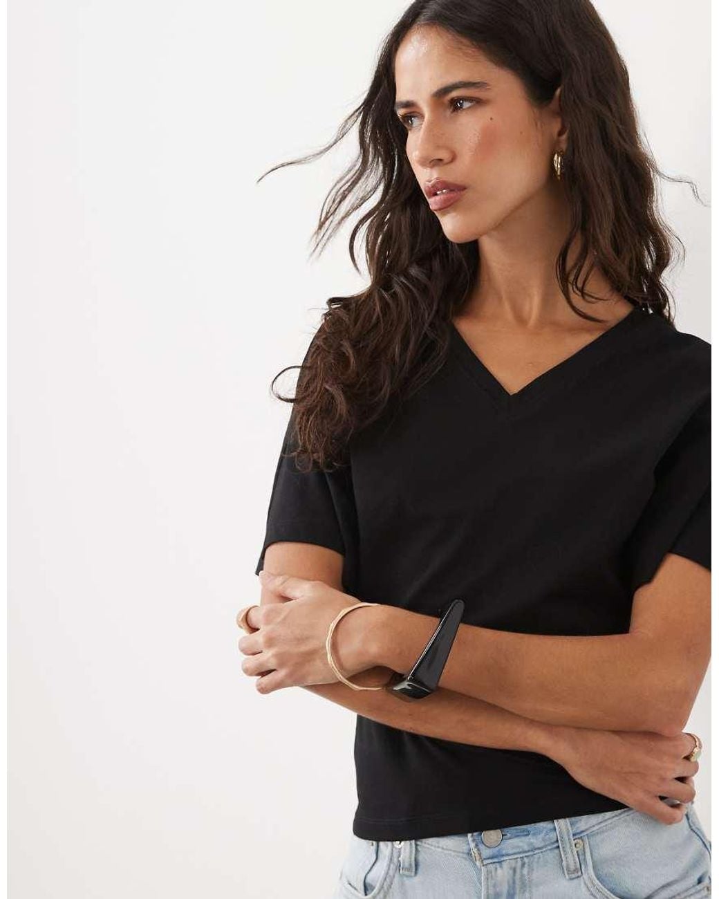 Cotton On Black Batwing V Neck Top