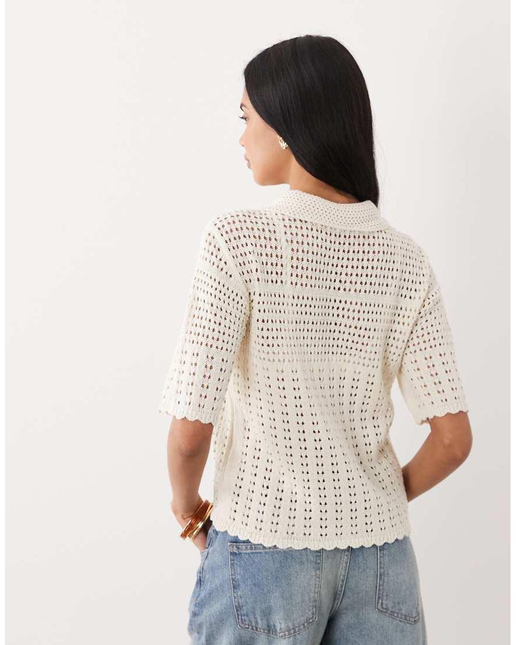 Jdy White Short Sleeve Crochet Cardigan