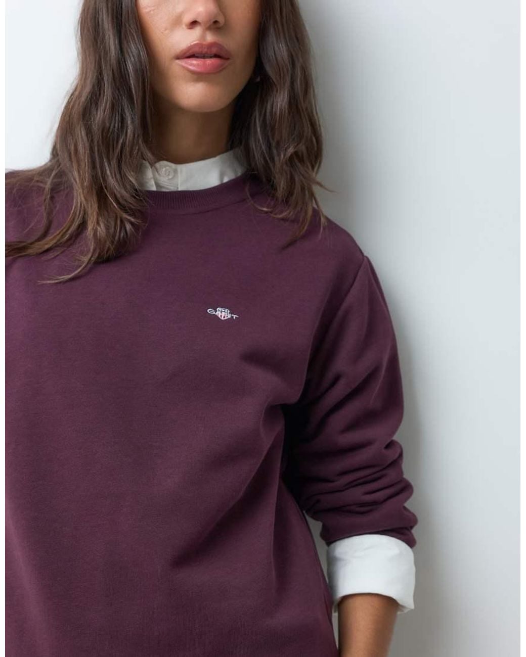 Gant Purple Shield Logo Crew Neck Sweatshirt