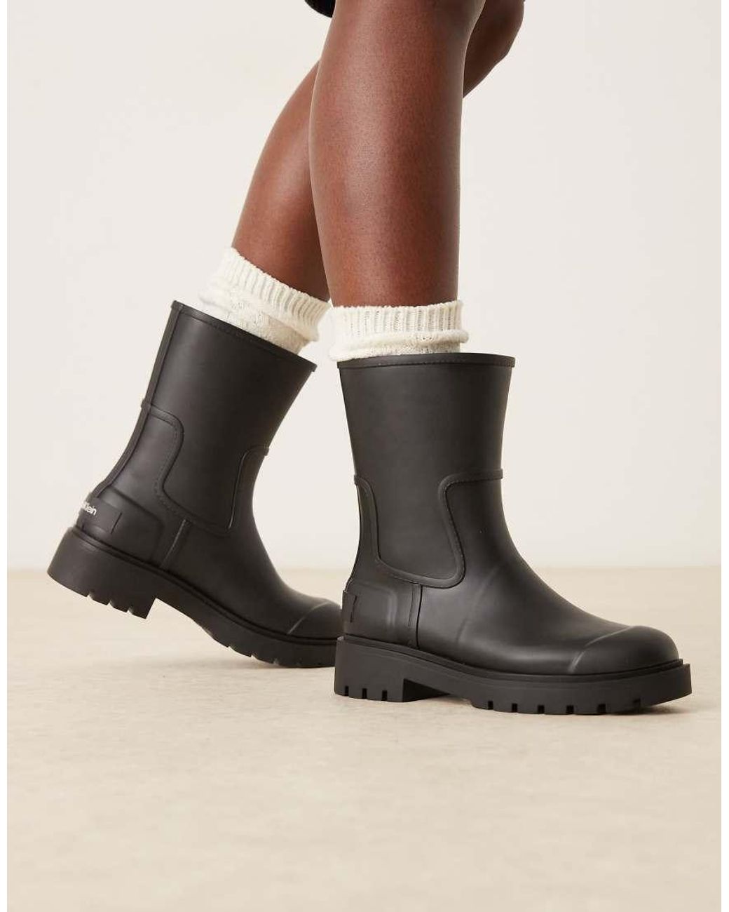 Calvin Klein Black Short Wellington Boots