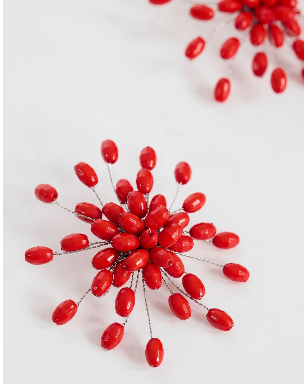 TOPSHOP Red Echo Statement Hand-Made Stud Earring