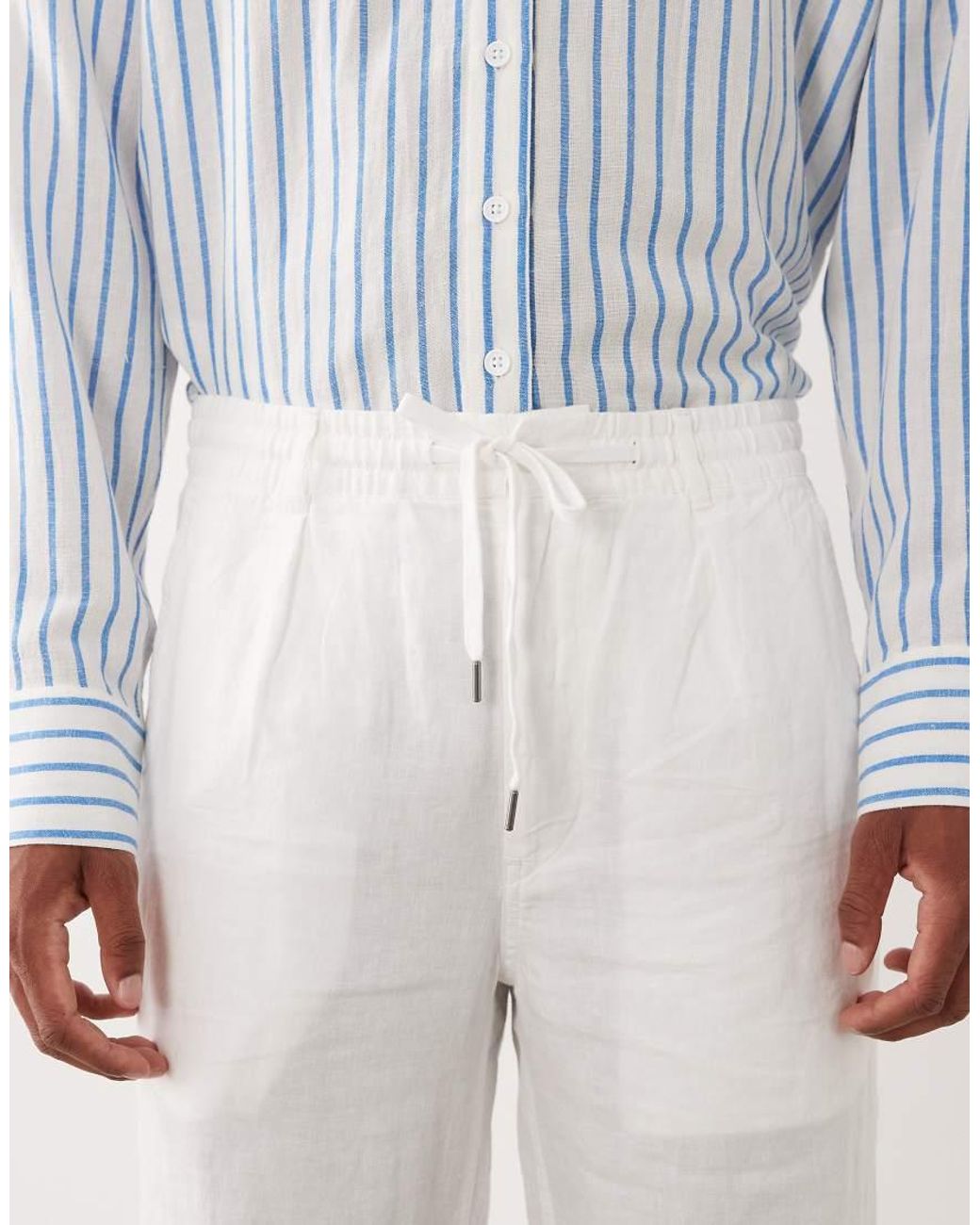 Polo Ralph Lauren White Linen Drawstring Trousers for men