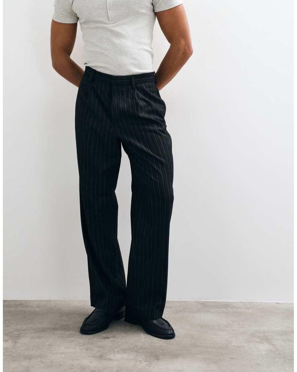 ASOS Blue Wide Suit Trouser for men